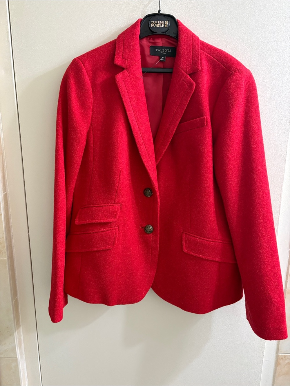 Talbots Vibrant Red Wool-Blend Tailored Blazer